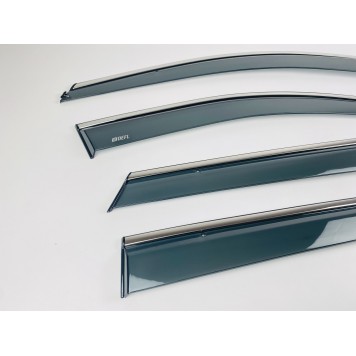 Дефлектори вікон Hyundai Santa Fe 2012-2018 з нерж. хром полоскою-3